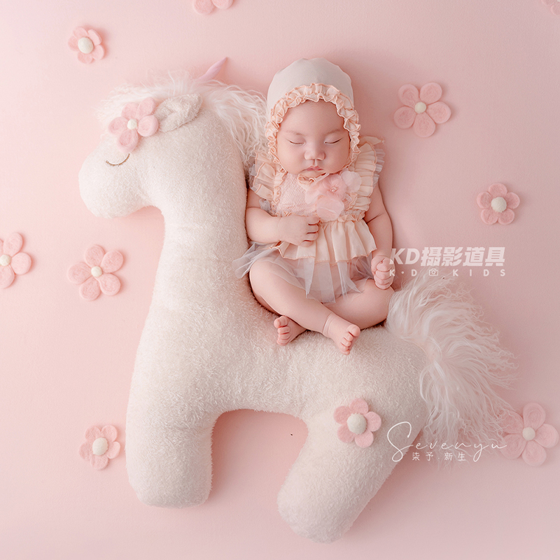 Photography Outfits - かわいいユニコーンテーマ新生児写真撮影小道具プリンセススタイルピンクレースロンパースとお揃いの帽子付き幼児スタジオ写真撮影衣装