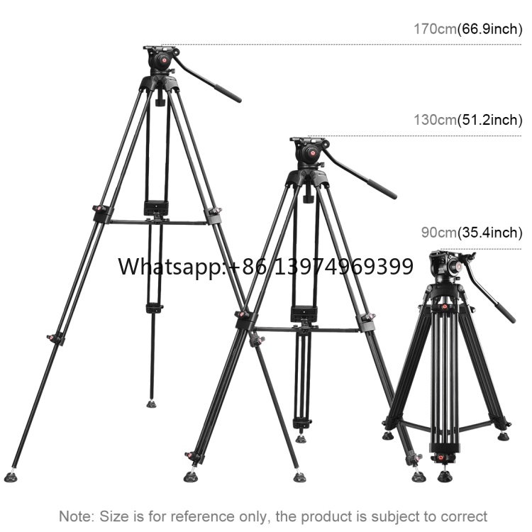 Fluid Head Tripod - Puluz ヘビーデューティービデオカメラ用アルミ合金三脚、流体抵抗ヘッド付き、DSLR/SLRプロフェッショナルカメラ用三脚 PU3047B