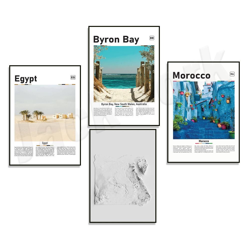 Photography Mapped - エジプトのレリーフ旅行風景ポスター、アートポスタープリント、モロッコ、オーストラリア、電話ベイの写真