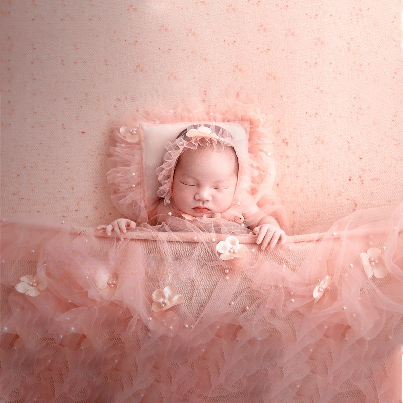 Photography Newborn - 新生児写真アクセサリー花プレールラップメッシュ背景写真ブランケット小道具カプチーノスタジオ