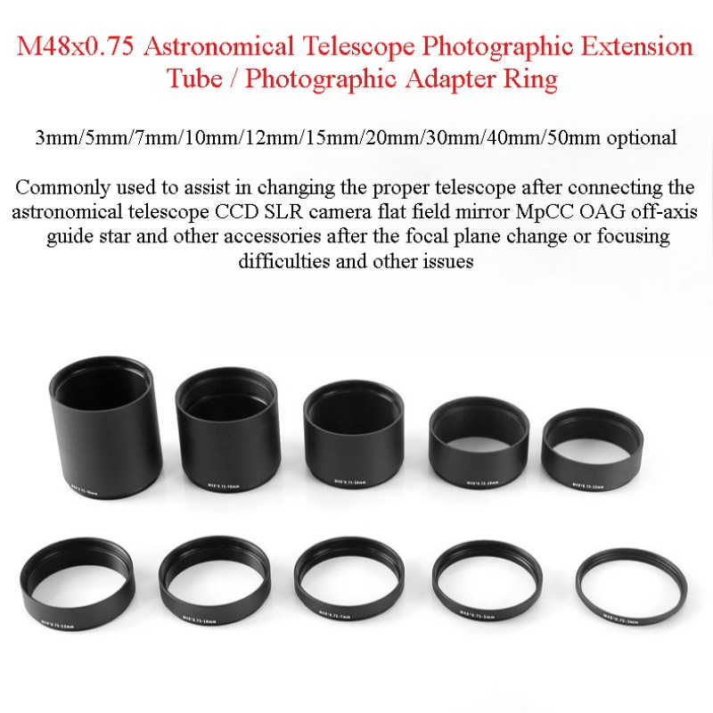 Photography Youtube - M48X0.75 T2 延長管リング 3/5/7/10/12/15/20/30/40/50 ミリメートル望遠アダプターリング天体望遠鏡写真アクセサリー