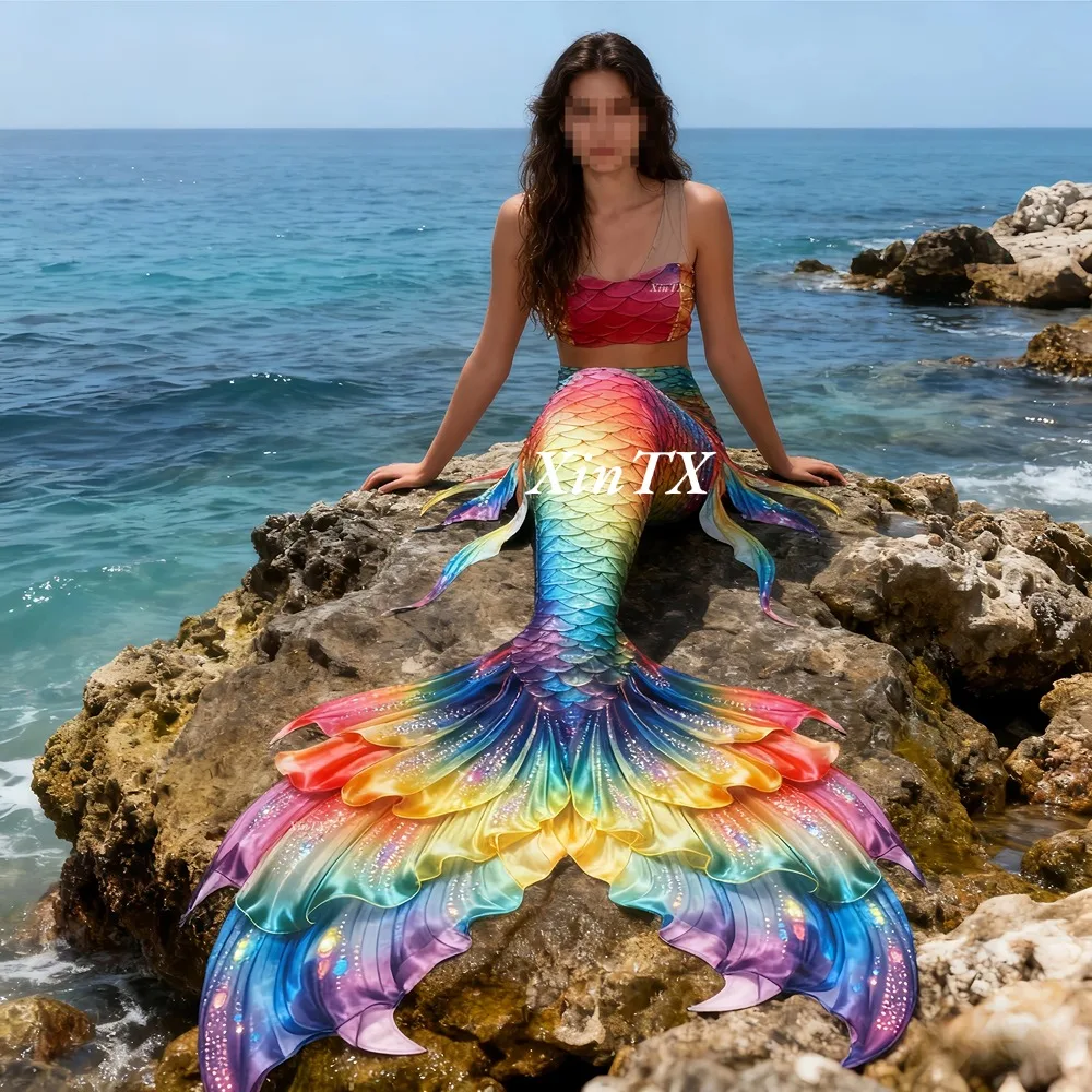Photography Hd - マーメイドテール虹色の大きな女性用テール水着、ダイビング、水族館での水泳、海辺の写真撮影用 HD 新品