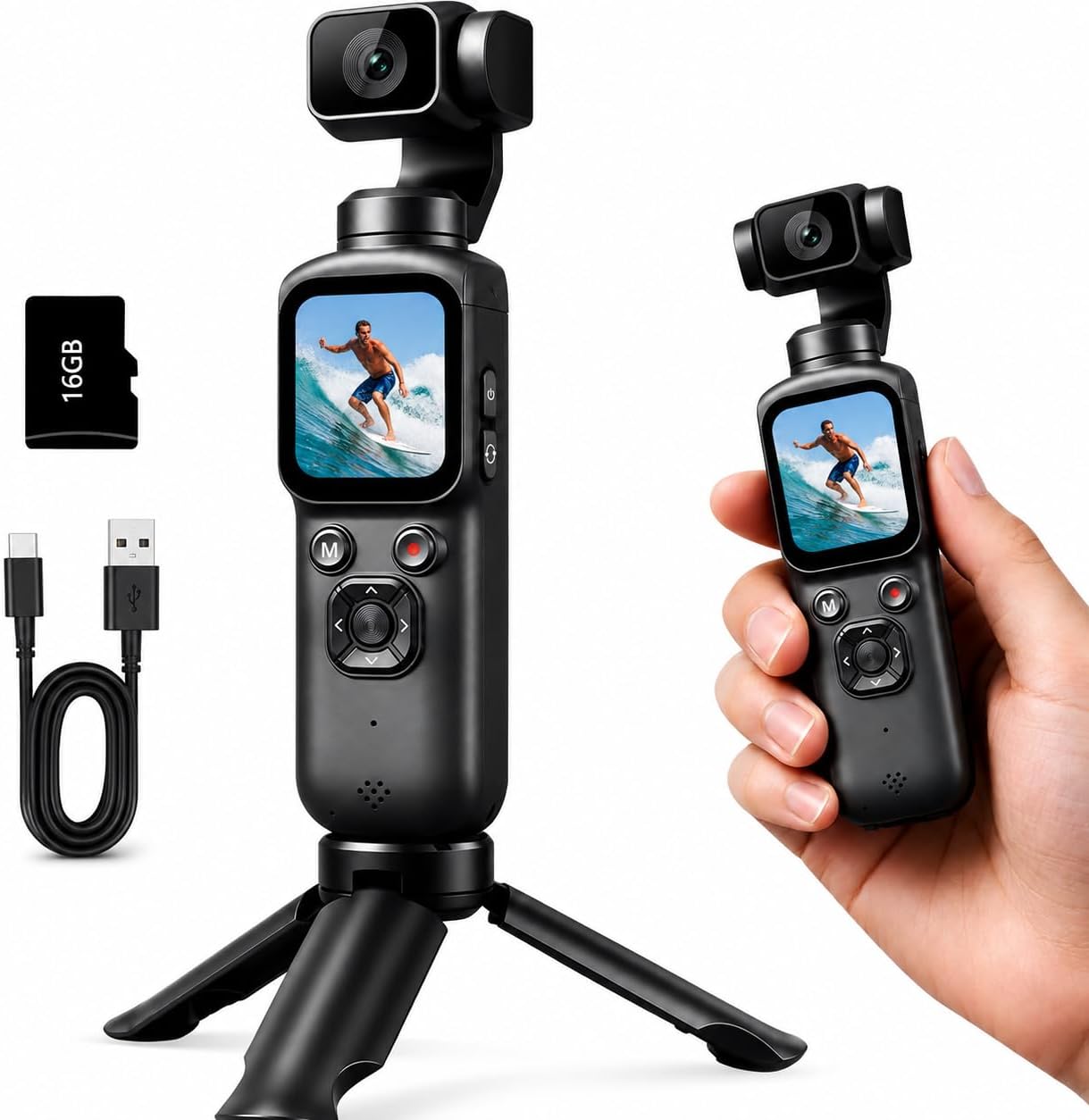 Photography Youtube - 4KハンドヘルドジンバルVlogカメラ YouTube初心者向け - 330 ° 回転レンズ＆顔追跡機能、75MP写真、WiFi共有、ウェブカメラ機能、1.72インチタッチスクリーン