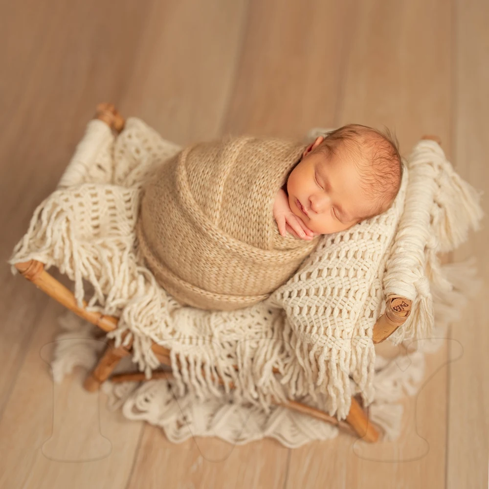 Photography Newborn - 新生児写真アクセサリーラップアクセサリー、ソフトニットフリンジブランケット、心のある写真、flokatiの楕円形、スタジオ撮影