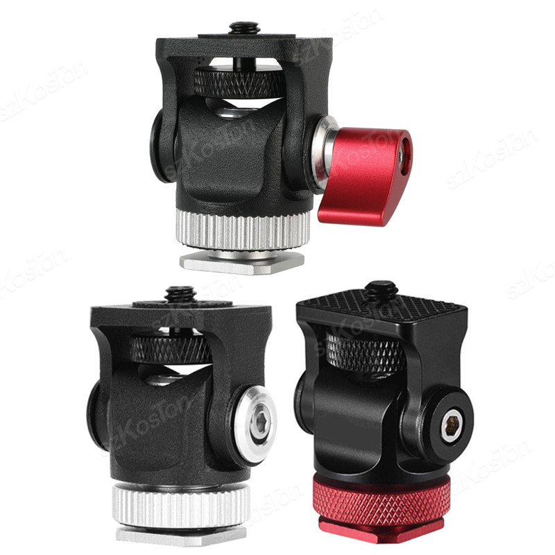 Fluid Head Tripod - ミニモニターマウント,コールドシューマウント付き三脚ヘッド,スイベルアダプターとチルト,フラッシュマイクフィルライト用に調整可能