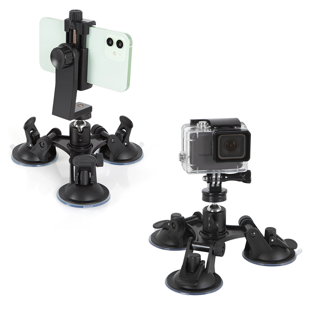 Fluid Head Tripod - 強力な吸盤マウントホルダー三脚、ボールヘッド付き、Gopro Hero、DJI OSMO、Insta 360アクションカメラ、携帯電話用