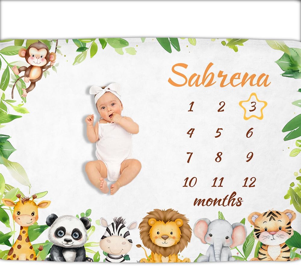 Photography Newborn - VIKAMA ベビー100日記念フォトプロップブランケットデコレーション、新生児成長チャートカレンダー、月齢ブランケット、漫画デザイン