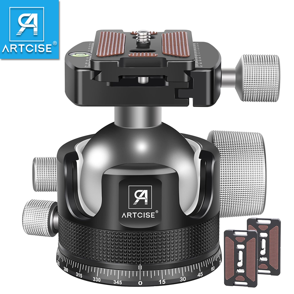 Fluid Head Tripod - DSLRカメラ用の頑丈な三脚ヘッド,ロープロファイル,ボールヘッド,すべての金属,44mm, 55mm,負荷40kg,ARTICE-CNC