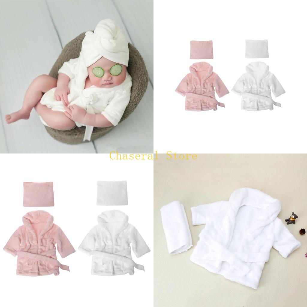 Photography Newborn - E7CE 新しいベビーバスローブバスタオル無地暖かい新生児写真撮影衣装
