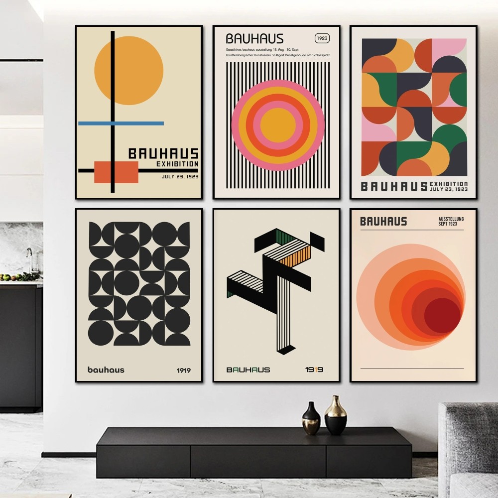 Photography Geometry - (2D錫絵画)バウハウス幾何学展ポスター紙プリントホームベッドルームエントランスバーカフェアート絵画装飾