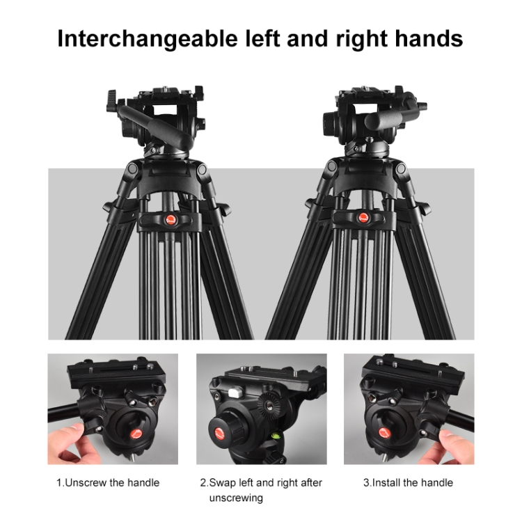 Puluz ヘビーデューティービデオカメラ用アルミ合金三脚、 - Fluid Head Tripod のレビューと価格