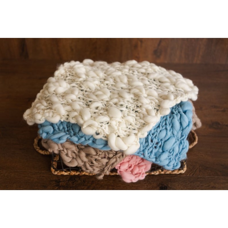チャンキーニットメリノベビーブランケット - 編み込みウール - Photography Newborn のレビューと価格