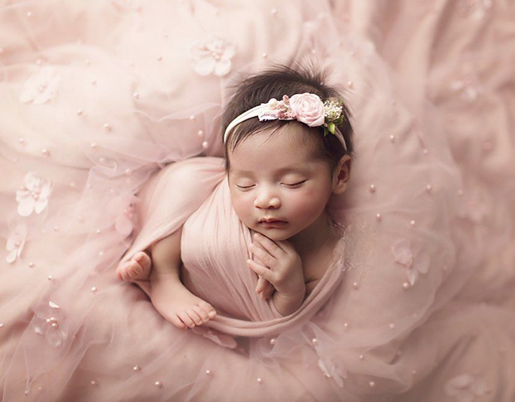 新生児写真アクセサリー花プレールラップメッシュ背景写真ブラン - Photography Newborn のレビューと価格