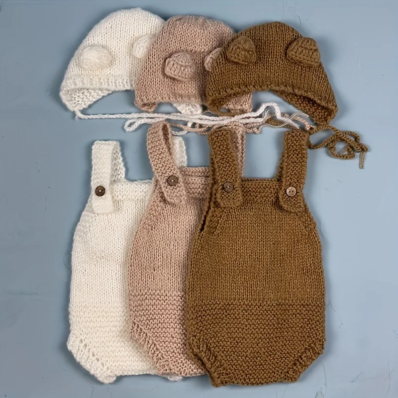 かぎ針編みニットベビー写真撮影衣装新生児写真撮影ロンパース  - Photography Outfits のレビューと価格