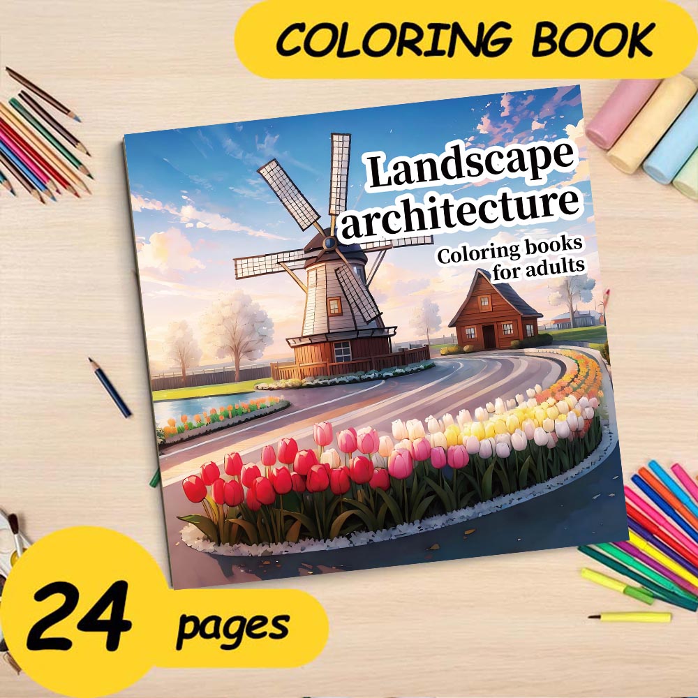 大人とティーンエイジャー向けの景観建築塗り絵ブック、24ペー - Photography Of Book のレビューと価格