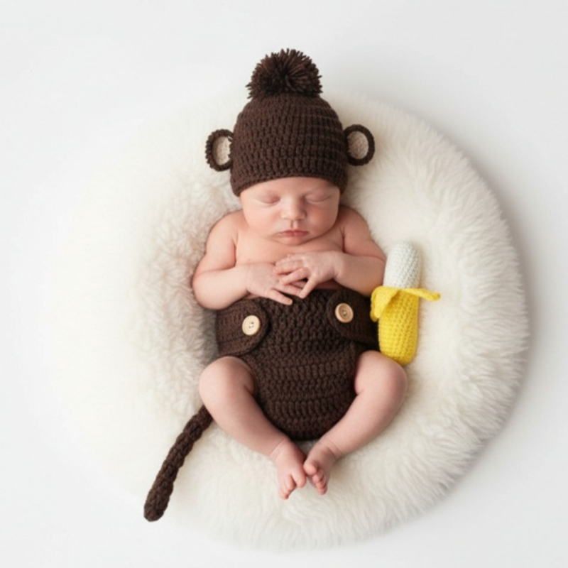 赤ちゃんの写真撮影小道具 手作りの猿のバナナコスチューム 新 - Photography Outfits のレビューと価格