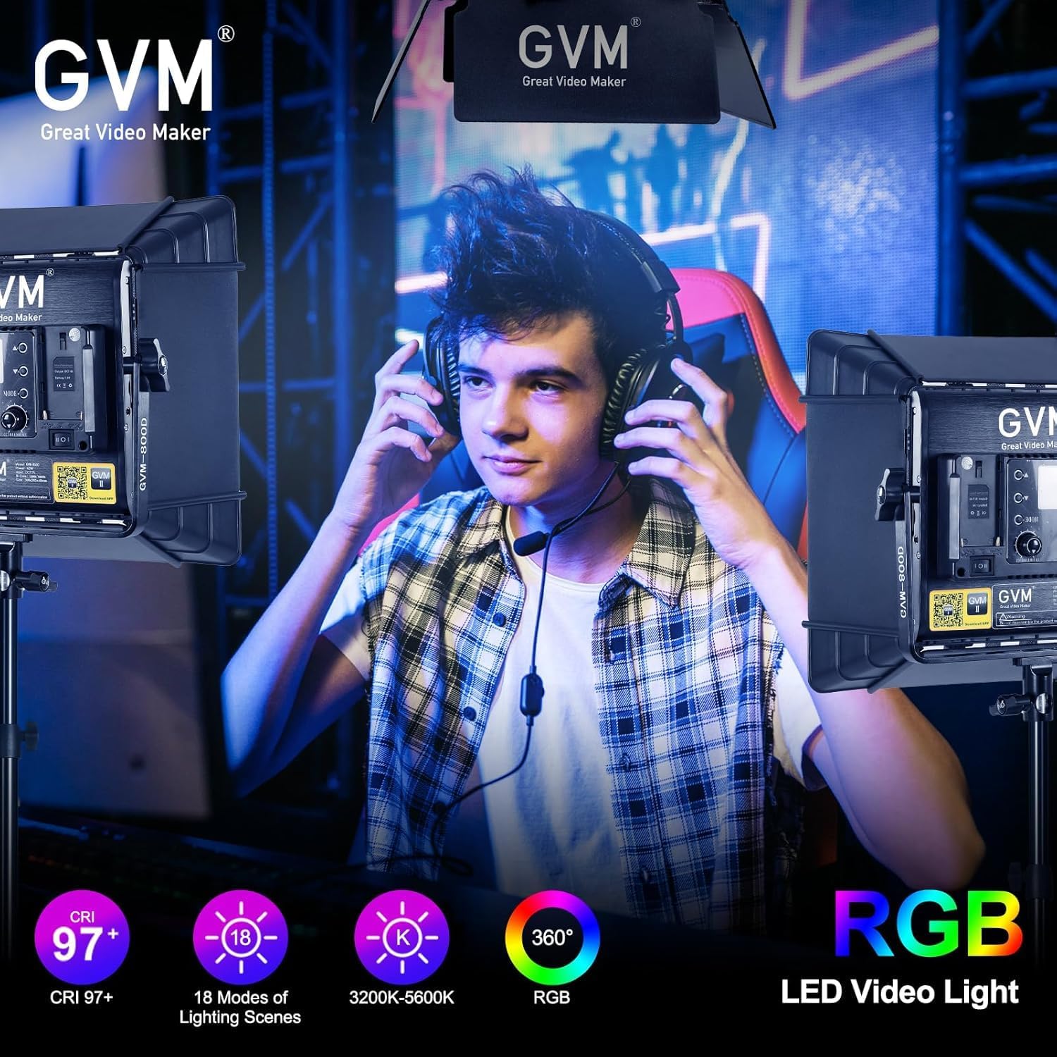 RGB LEDビデオ照明キット、3個セットのスタジオビデオラ - Photography Youtube のレビューと価格