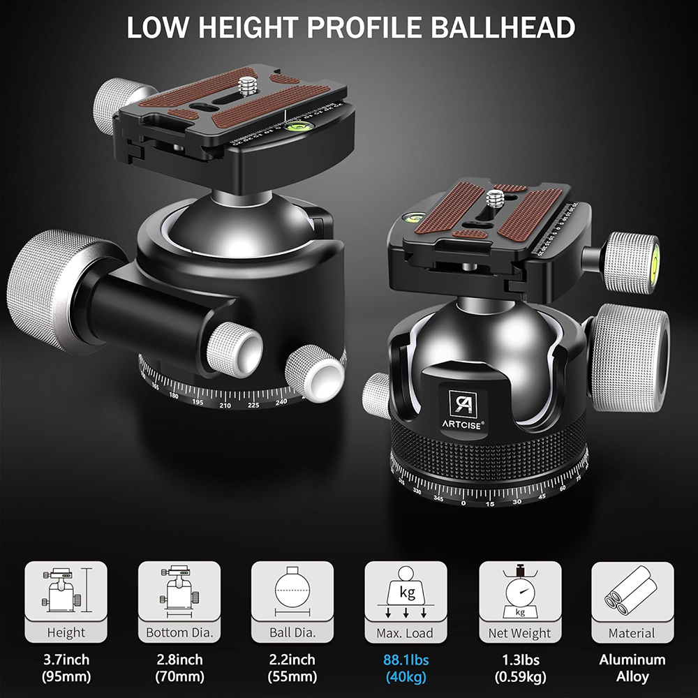 DSLRカメラ用の頑丈な三脚ヘッド,ロープロファイル,ボール - Fluid Head Tripod のレビューと価格