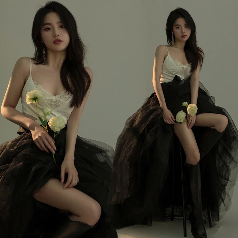 ブラックエンジェルレース写真撮影衣装和風スタジオアート写真レ - Photography Outfits のレビューと価格