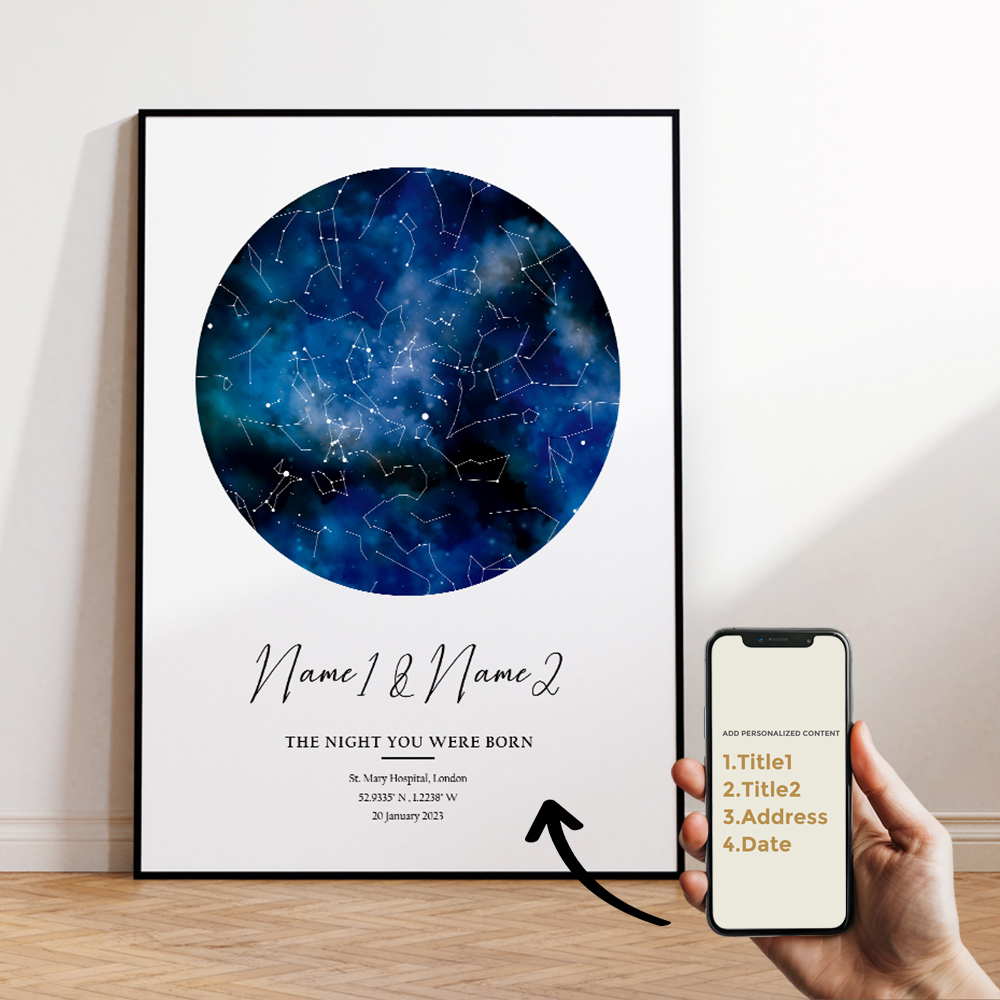 現代風カスタムパーソナライズ夜空星図ウォールアートキャンバス - Photograph Lyrics のレビューと価格