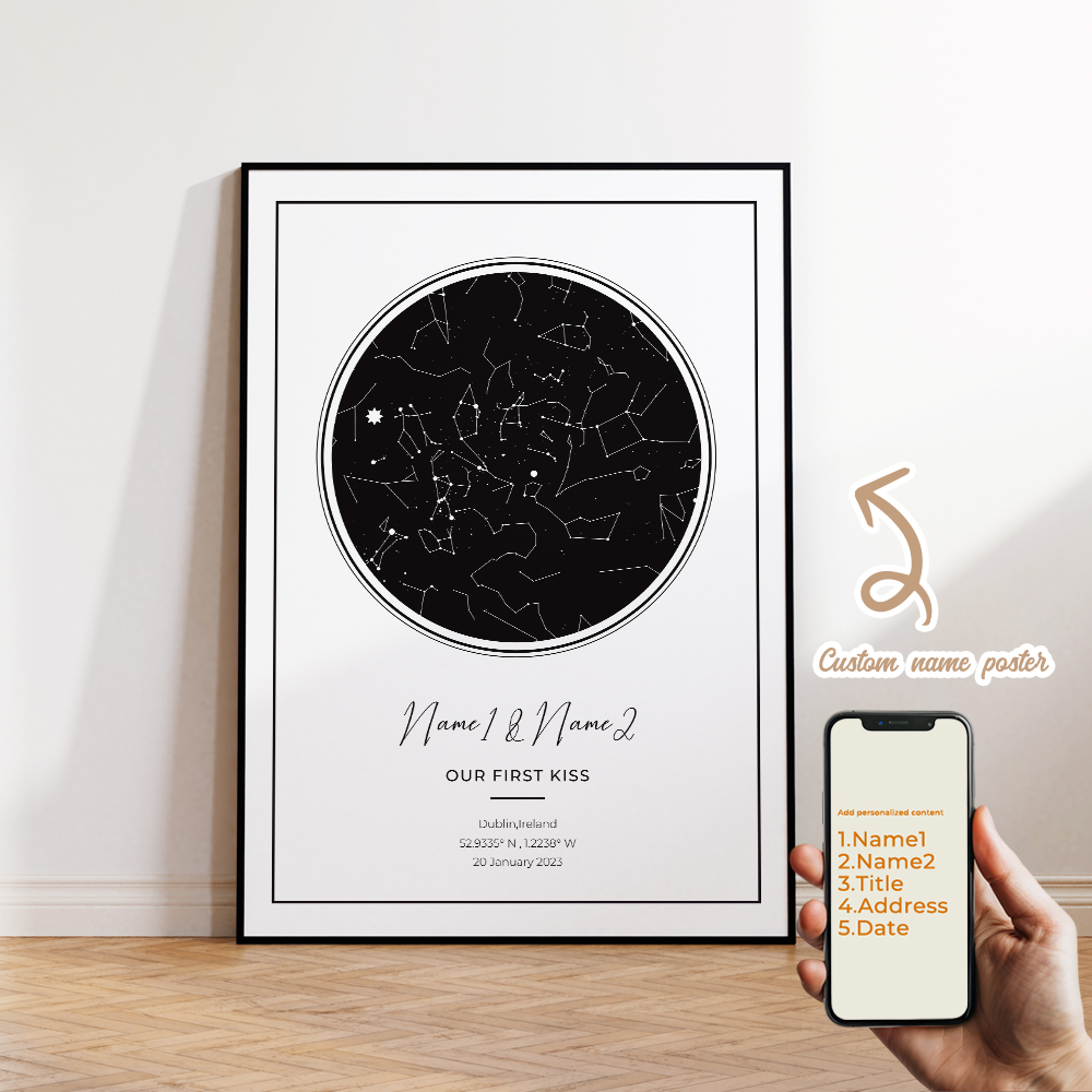 現代風カスタムパーソナライズ夜空星図ウォールアートキャンバス - Photograph Lyrics のレビューと価格