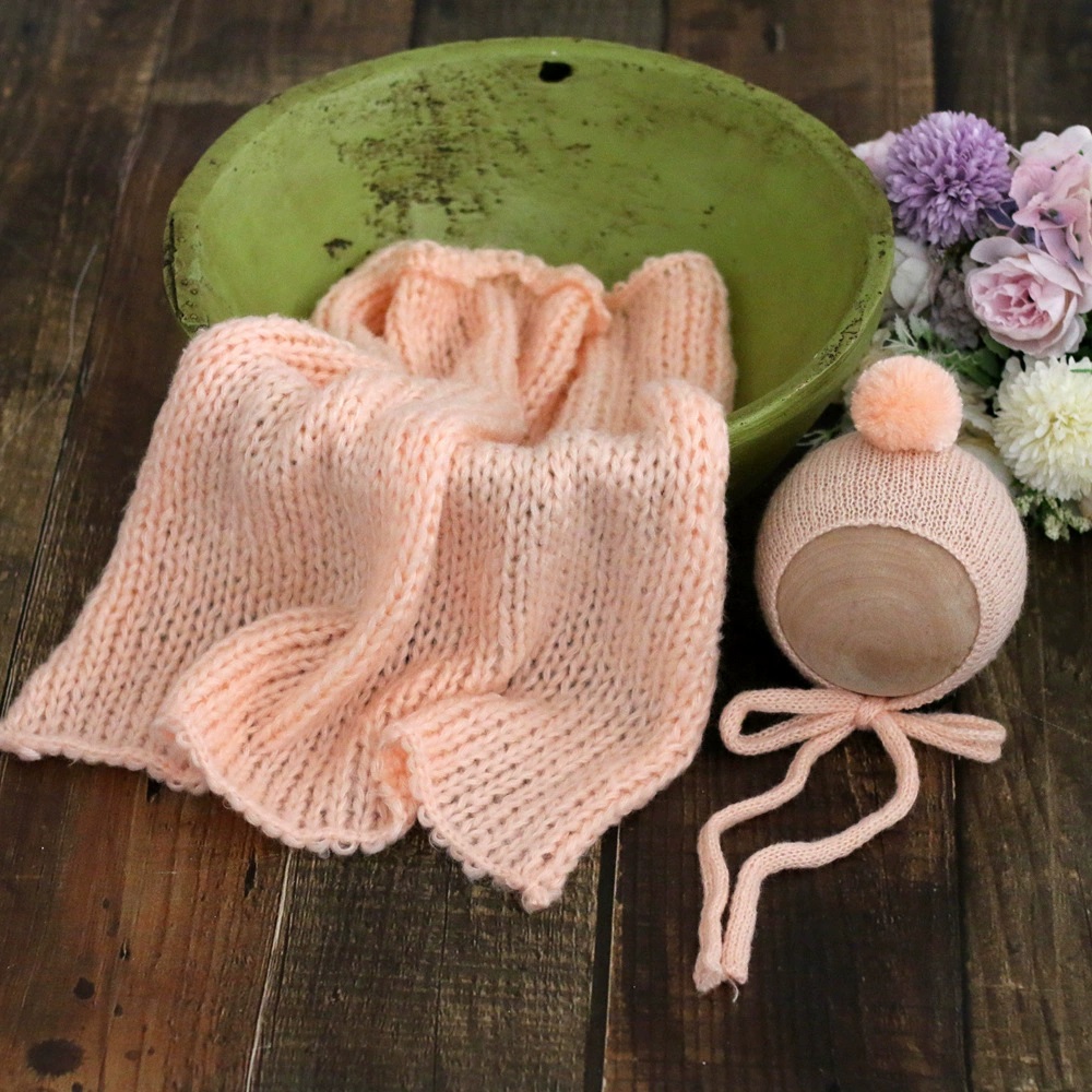 モヘアニットベビーブランケット 帽子付き 新生児写真撮影用小 - Photography Newborn のレビューと価格